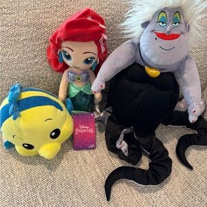 Disney Ariel and Friends Plush Trio - Red, Blue, Black